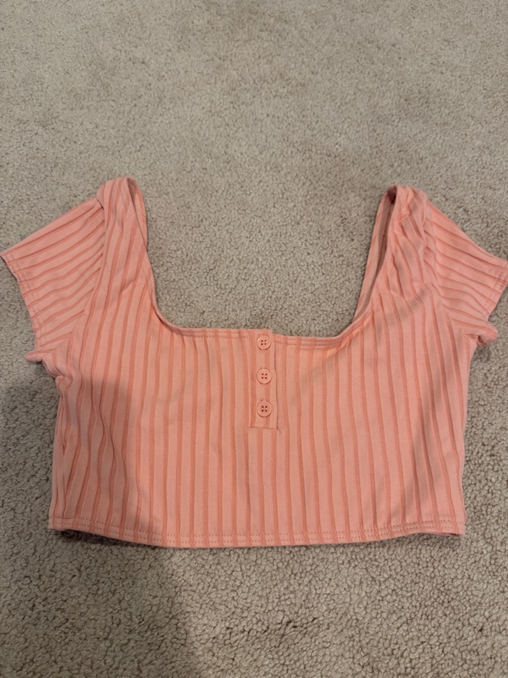 Billabong Ribbed Scoop Cropped bikini top in Peach sz small